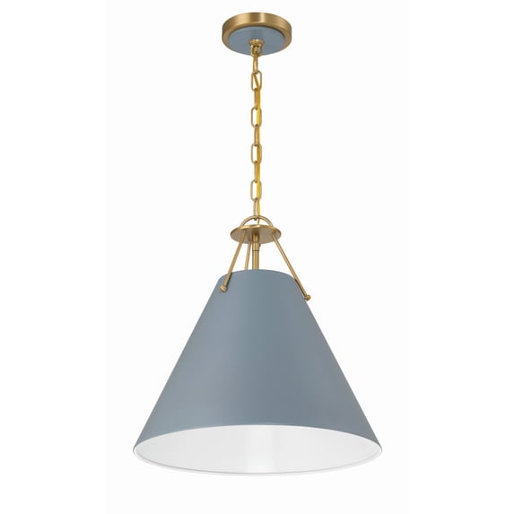 Crystorama Xavier 3 Light Vibrant Gold and Blue Pendant - 16"W x 16.5"H x 16"D