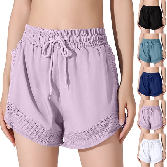 Crz Yoga Shorts Women's Summer Fashion Casual Solid Color Short Yoga And Fitness Sports Shorts With Pockets Navy L