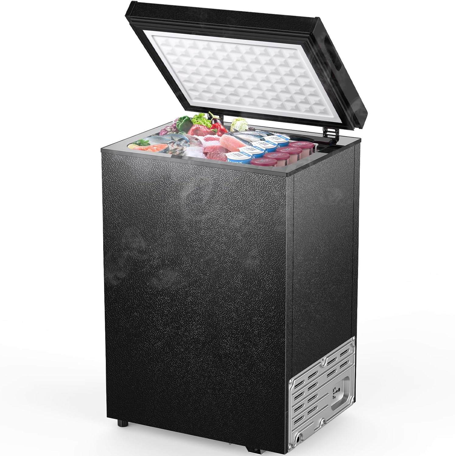 Crzoe 2.8 Cu.Ft Chest Freezer with Removable Basket and Bottom Defrost Water Drain Top Open Door Freestanding, Mini Freezer, Deep Freezer with Adjustable 7 Thermostat for Apartment/Home,Black