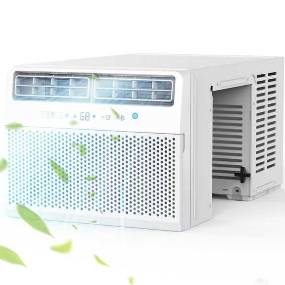 CRZOE Window Air Conditioner 10,000 BTU, Window AC Unit Cooling Room 450sq.ft, Dehumidifier Mode and 3 Fan Speed, 24H Timer, Saddle Mount, Quiet Operation, White
