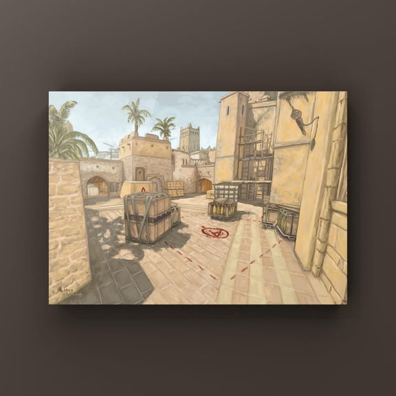 Cs Two Mirage Landscape Poster, Counterstrike Gaming Wall Art, Unframed Paper Poster 8x10in