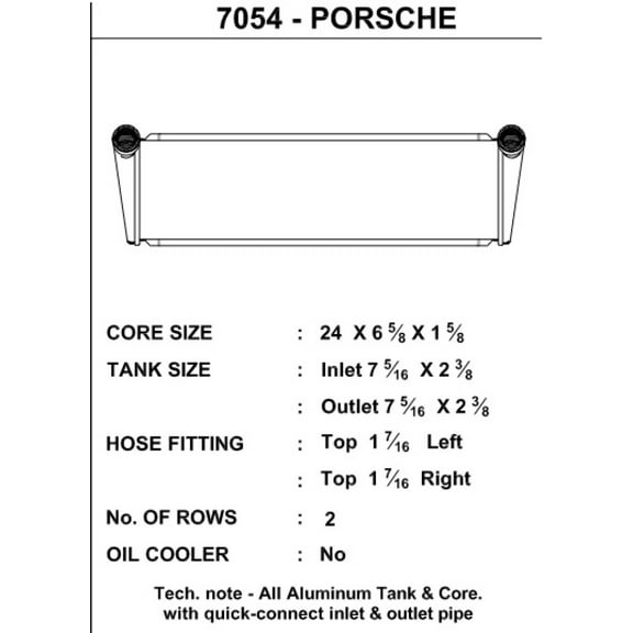 Csf 7054 Center Radiator Fits select: 2008-2009 PORSCHE 911 TURBO, 2007 PORSCHE 911 NEW GENERATION TURBO