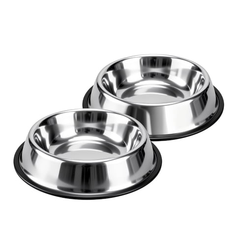 CshidWorld 2-Pack Stainless Steel Pet Dog Bowls, Non-Skid Rubber Base Dog Cat Food Water Dish, Dishwasher Safe, 38oz Each, Rust Resistant & BPA Free