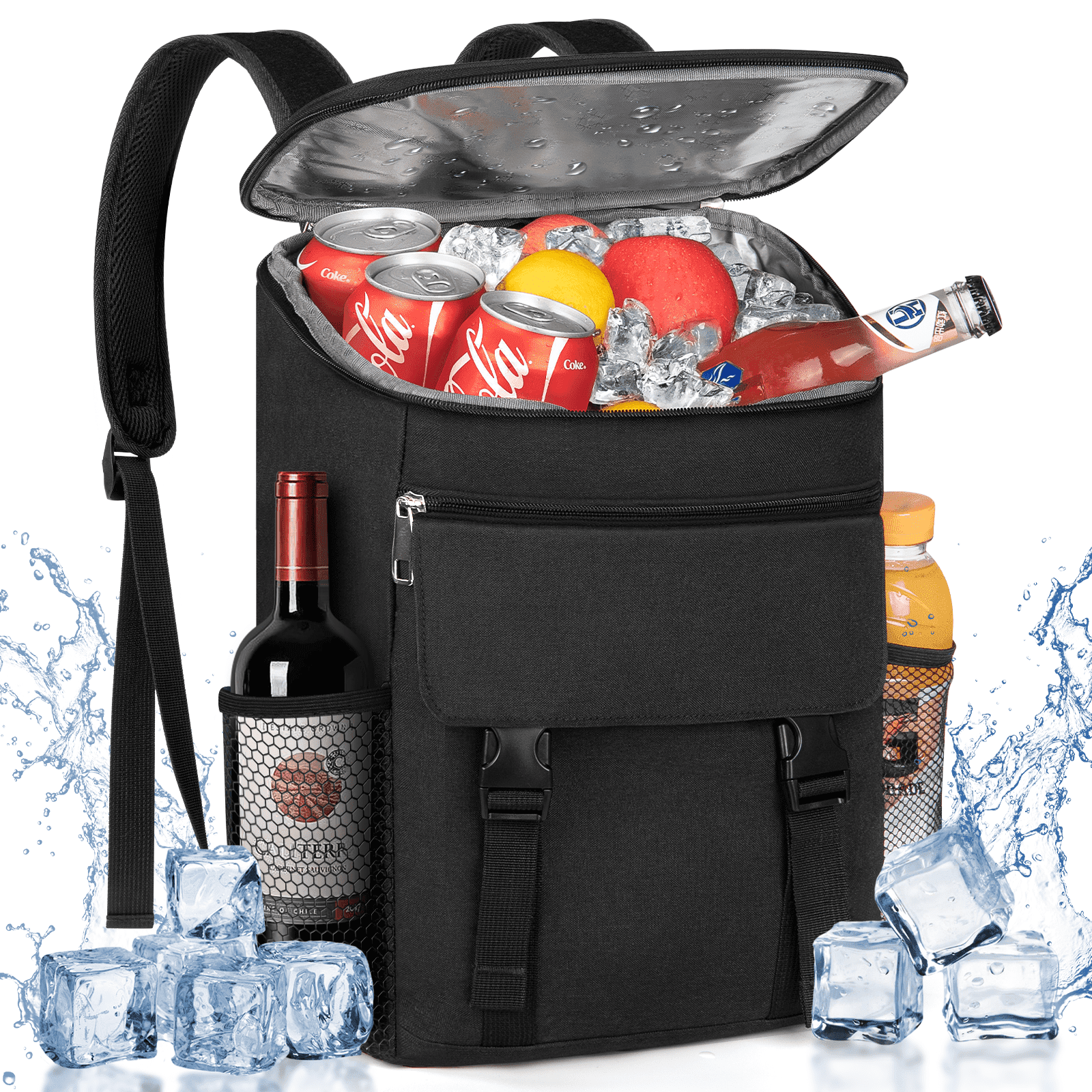 CshidWorld 35 Can Insulated Leakproof Cooler Backpack with Bottle Opener, Black