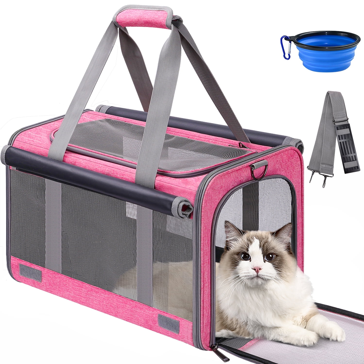 CshidWorld Cat Carrier Pet Carrier for Large Cats Soft Sided Cat Carrier with a Bowl Front Storage Bag for Small Medium Cats Dogs up to 20lbs