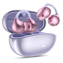 Cshidworld Clip on Earbuds, Open Ear Headphones Wireless, Bluetooth 6.0 with Mic, 50H Playtime, Waterproof, Noise Cancelling, Small-Ear Fit, Lightweight for Gym Running Sport, Purple