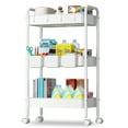 thumbnail image 1 of Cshidworld 3 Tier Rolling Utility Cart with 3 Hanging Cups 4 Hooks Handle and Lockable Casters, 1 of 7
