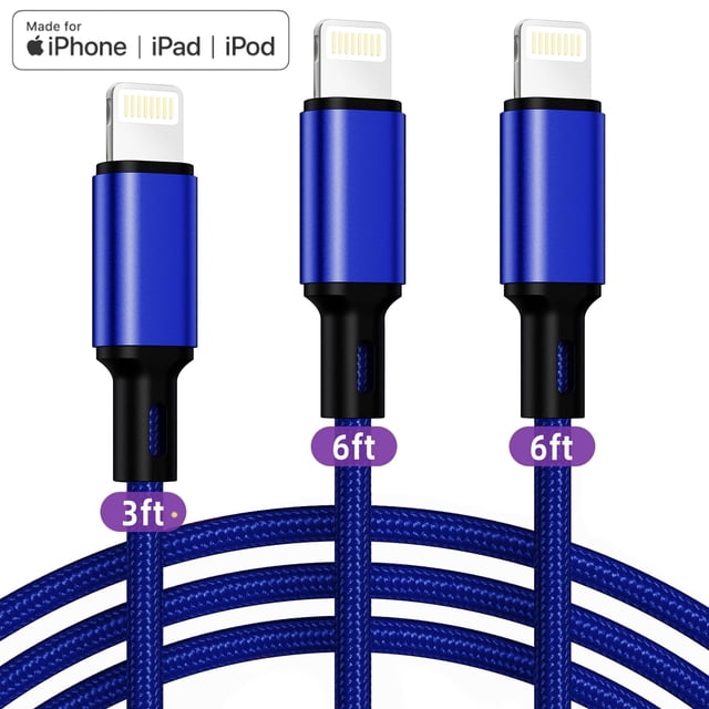 3Pack [Apple MFi Certified] iPhone Charger Cables (3/6/6ft), Lightning ...