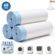 Cshidworld 60 Count 25.2"x15.7" Automatic Litter Box Bags, Cat Litter Box Liners with Drawstring Compatible with Fmo Cmg and Most Self Cleaning Cat Litter Box, Heavy-Duty, Extra Thick, 10-12 gal