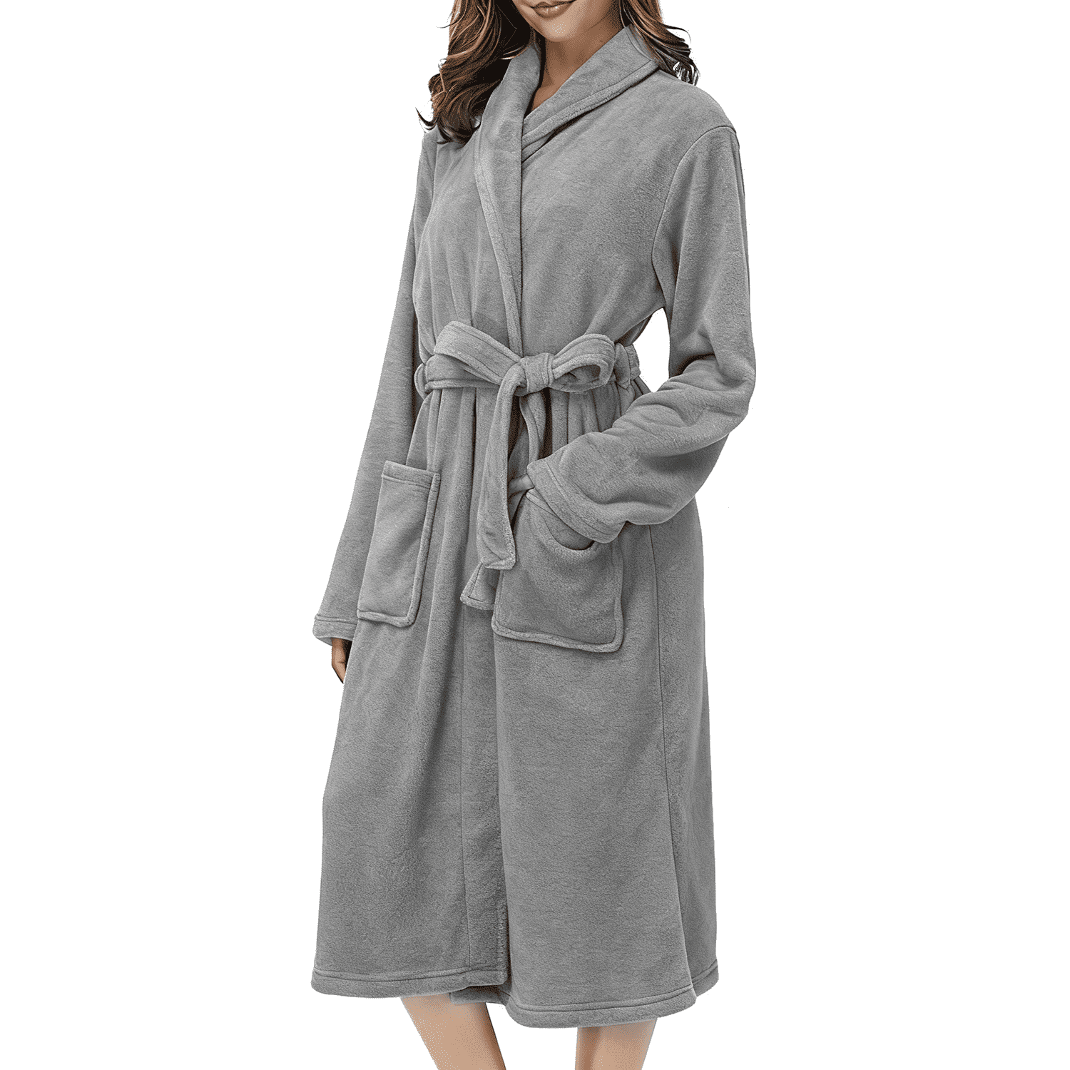 Side Robe Robes for Women, Soft Fleece Women's Robe with Shawl Collar, Cozy ...