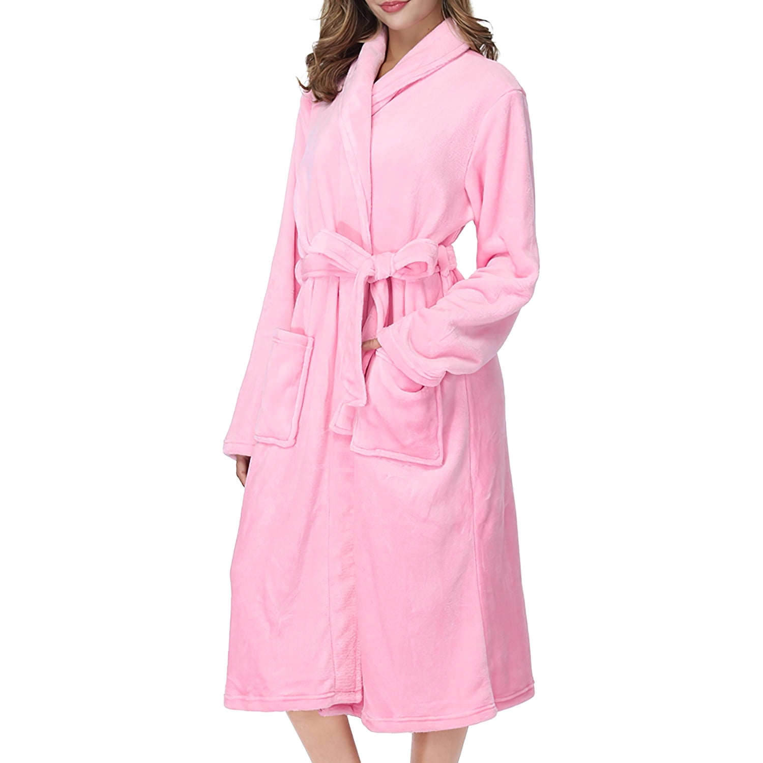 Side Robe Robes for Women, Soft Fleece Women's Robe with Shawl Collar, Cozy ...