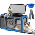thumbnail image 1 of Cshidworld Cat Carrier Airline Approved, Pet Carriers for Cats with Water Bowl/Front Pocket/Adjustable Shoulder Strap, Collapsible Car Travel Cat Carrier for Small Medium Cat Dogs up to 20lbs, Blue, 1 of 7