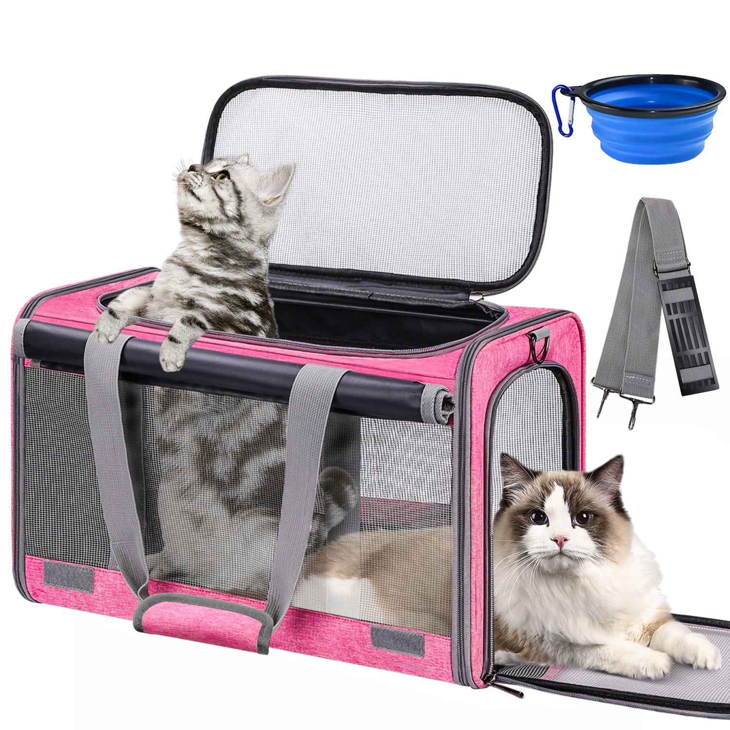 Pet Carrier Airline Approved Portable Cat Carrier Dog Carrier Two Sides  Expandable Travel Carriers Bag Purse for Dogs Cats Kittens Puppies & Small  and Medium Animals