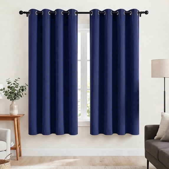 Cshidworld Navy Blue Blackout Curtains Set of 2,Thermal Insulated 52 x 72 Inch Room Darkening Window Drapes with Grommet Top, Noise Reducing Privacy Curtains for Bedroom and Living Room