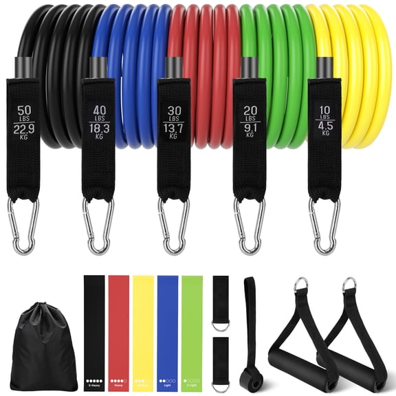 Cshidworld Resistance Bands Set, 150 lbs Workout Exercise Bands with Extra 5 Loop Bands, Handles, Door Anchor, Ankle Straps & Carry Bag for Strength Training, Yoga & Home Gym