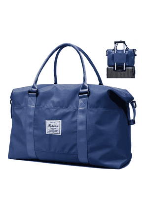 37L Travel Duffle Bag for Back to School, Waterproof Weekender Carry On Tote Bags for Women Men, College Student School Bag, Sport Gym Bag, Overnight Luggage Bag with Trolley Sleeve, Coral & Blue