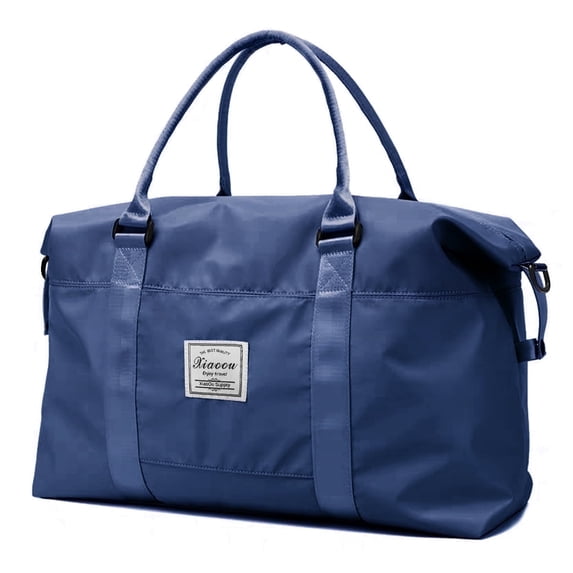 CSHIDWorld 37L Waterproof Duffle Bag for Women, Tear-Resistant Gym Travel Bag with Adjustable Shoulder Strap & Trolley Sleeve, Airline Approved Carry-On Weekender Bag with Wet/Dry Pocket, Blue