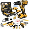 thumbnail image 1 of Cshidworld Tool Set with 21V Cordless Drill, Drill Set with 2 Batteries and Charger, 95PCS Electric Power Drill Tool Kit, Repair Tools Sets Combo Kits Storage Organizer Case for Men Women, Yellow, 1 of 7