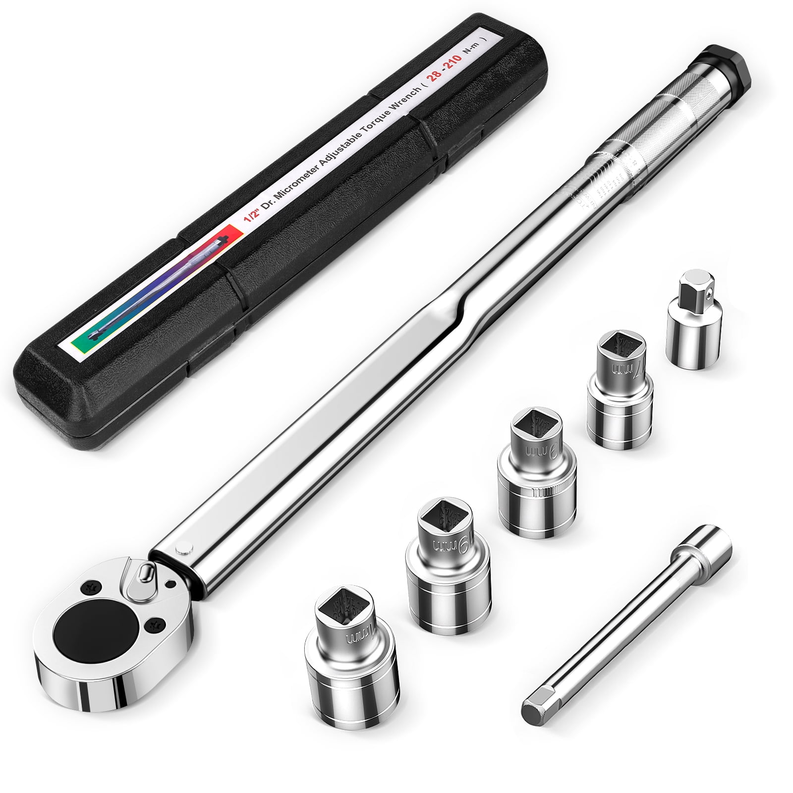 Cshidworld Torque Wrench Set, 1/2in Precision, Durable Wrench 7 Pieces