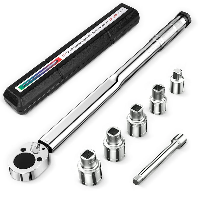 7Pcs 1/2-inch Drive Torque Wrench Set, 20-159 Ft-Lb/28-210 Nm, 72