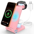 thumbnail image 1 of Cshidworld Wireless Charger, 3 in 1 Charging Station, 23W Fast Charging Dock for iPhone 17/16e/15/14/13/12/11 Pro Max, AirPods 4/3/2/Pro, iWatch Series 2-11, Samsung Charger Stand (Pink), 1 of 10