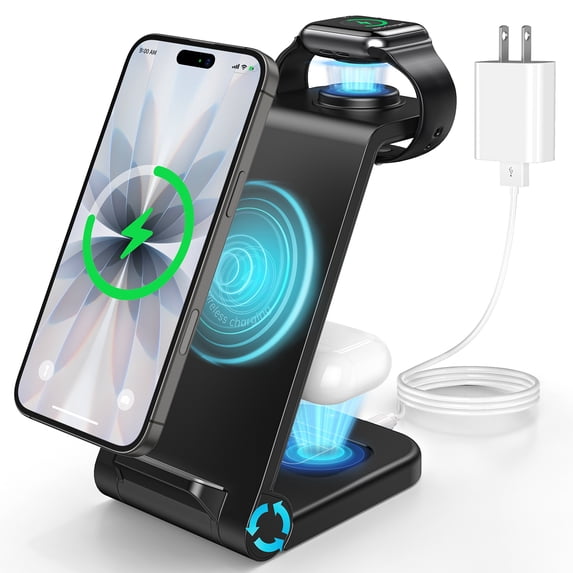 Cshidworld Wireless Charger for iPhone-23W 3 in 1 Fast Charging Station Compatible for iPhone 17/16e/15/14/13/12/11 Pro Max, AirPods 4/3/2/Pro, iWatch Series 2-11, Samsung Charger Stand