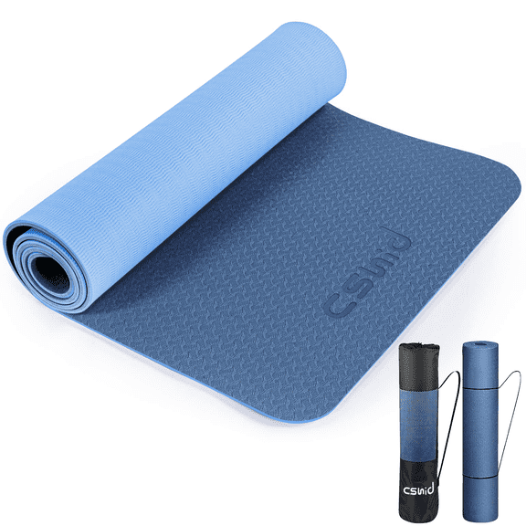 Cshidworld Yoga Mat, 6mm Thick Eco-Friendly TPE Exercise Mat with Carrying Strap and Storage Bag, Non-Slip Workout Mat for Yoga, Gym and Floor Exercises, 72" x 24"