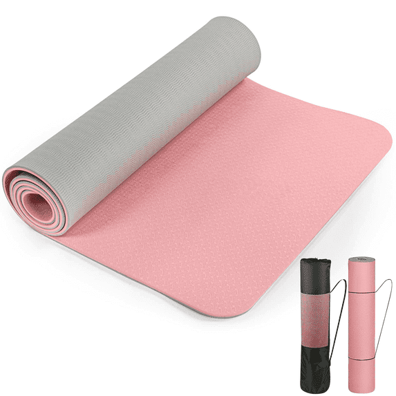 Cshidworld Yoga Mat, 6mm Thick Eco-Friendly TPE Exercise Mat with Carrying Strap and Storage Bag, Non-Slip Workout Mat for Yoga, Gym and Floor Exercises, 72" x 24"