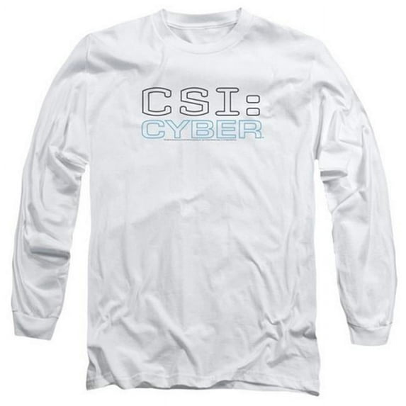Csi- Cyber-Cyber Logo - Long Sleeve Adult 18-1 Tee - White- Medium