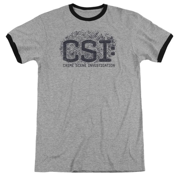 Csi Distressed Logo Adult Ringer Heather Black