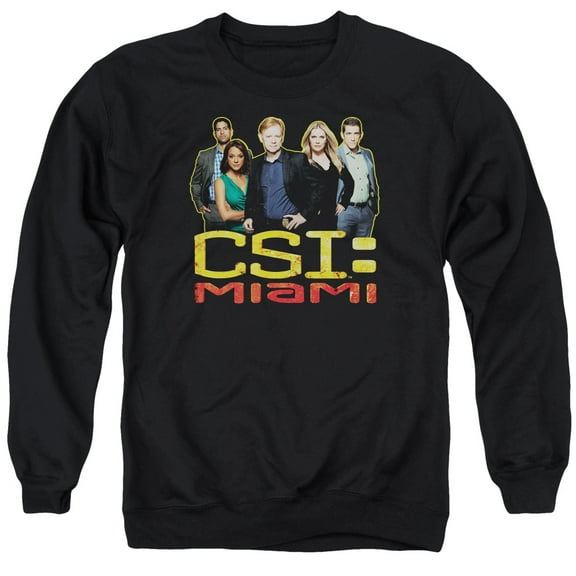 Csi Miami The Cast In Black Adult Crewneck Sweatshirt Black