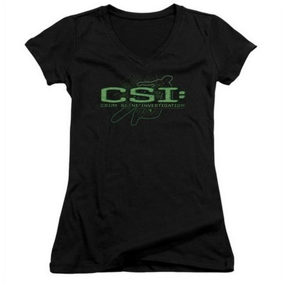 Csi-Sketchy Shadow - Junior V-Neck Tee - Black- Small