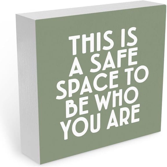 Cskhip Boho Classroom Decor This Is A Safe Space Be Who You Are Wood Box Decor Inspirational Green 5x5 inch