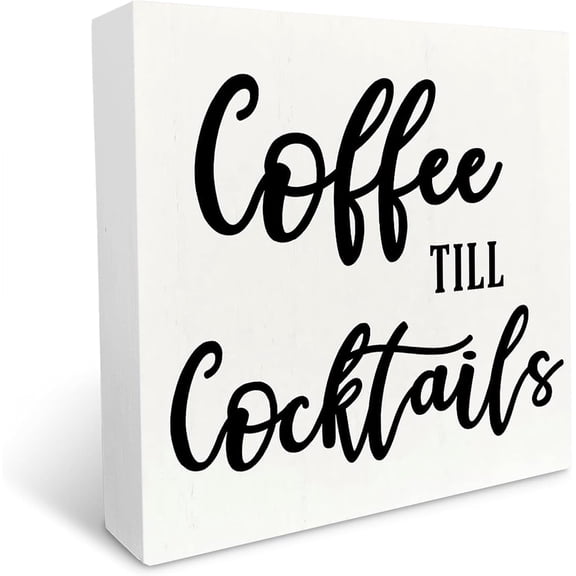 Cskhip Coffee Bar Decor Home Bar Decor Farmhouse Shelf Decor Coffee Signs for Coffee Bar Funny Kitchen Bar Kitchen Counter Decor Coffee Table Decor Items Wooden Box Sign 7x7 inch