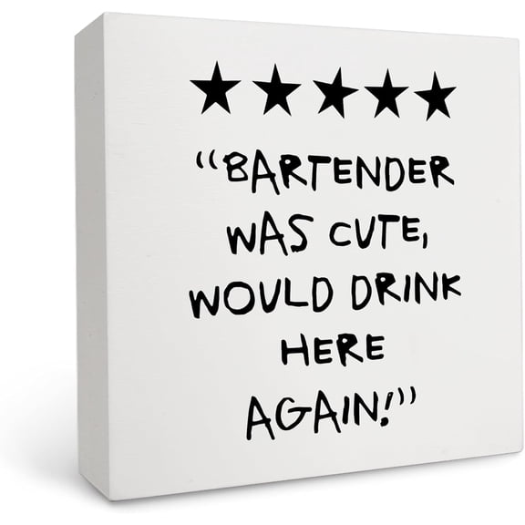Cskhip Funny Bar Wooden Sign - Bar Wooden Box Sign, Bar Decor, Wine Bar Decor, Bar Table Decor, Bar Desk Decor, Trendy Decor 5x5 inch