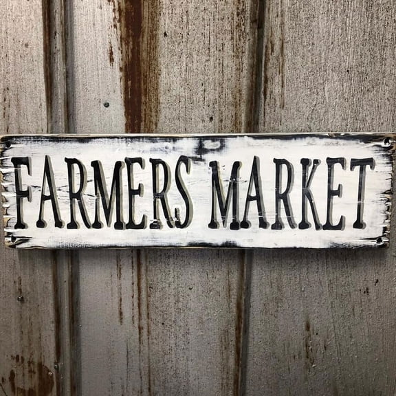 Cskhip Funny Decor FarmerS Market Rustic Wood Signs Pantry Street Signs Vintage Wood Plaque Farmhouse Wall Art Wall Decor for Home Man Cave Door Porch Garden Party 4" x 16"