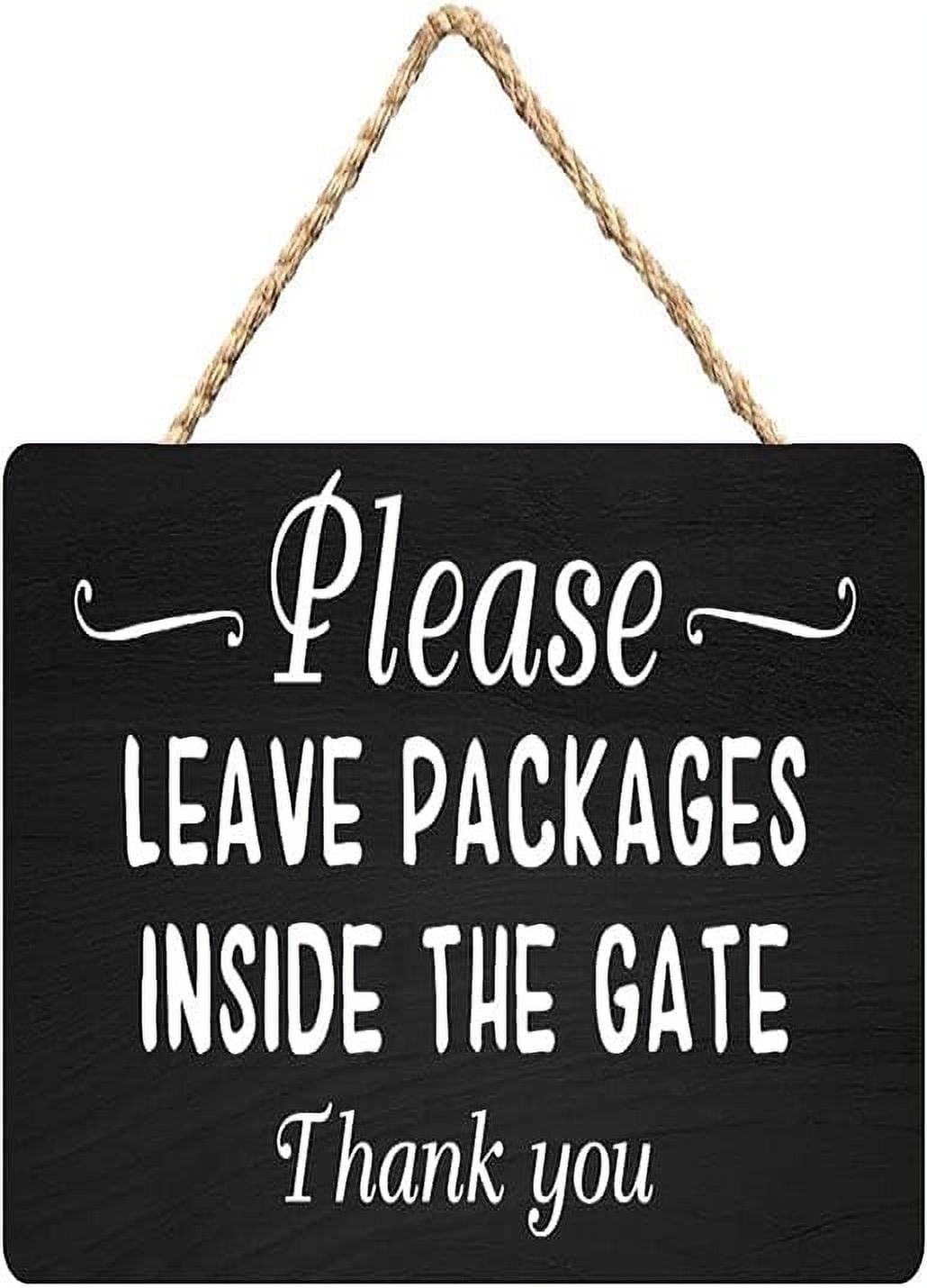 Targa In Latta Divertente 'Leave Packages Inside Gate' - Cartello Metallico 20x30 Cm Per Esterni - 3