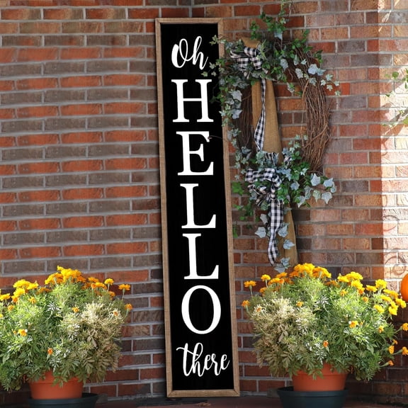 Cskhip Oh Hello There Rustic Wood Signs Pantry Street Signs Vintage Wood Plaque Farmhouse Wall Art Wall Decor for Home Man Cave Door Porch Garden Party 4" x 16"
