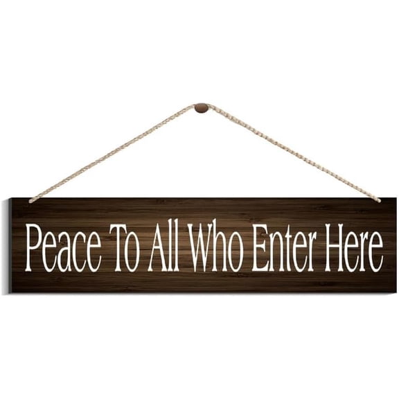 Cskhip Peace To All Who Enter Here Rustic Wood Signs Pantry Street Signs Vintage Wood Plaque Farmhouse Wall Art Wall Decor for Home Man Cave Door Porch Garden Party 6" x 16"