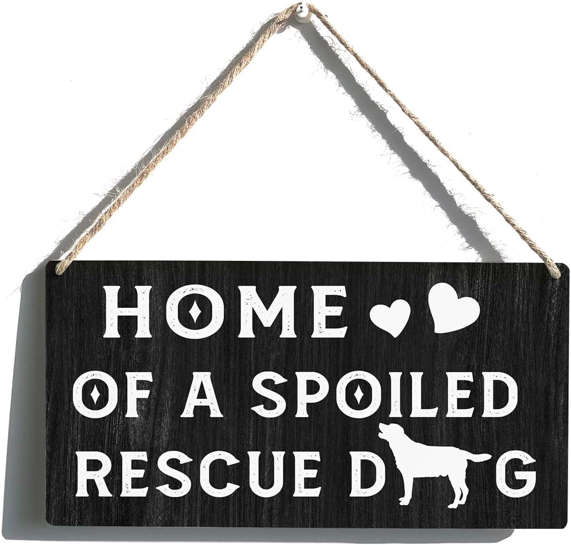 Cskhip Rescue Dog Wood Signs Farmhouse of a Spoiled Rescue Dog Wooden ...
