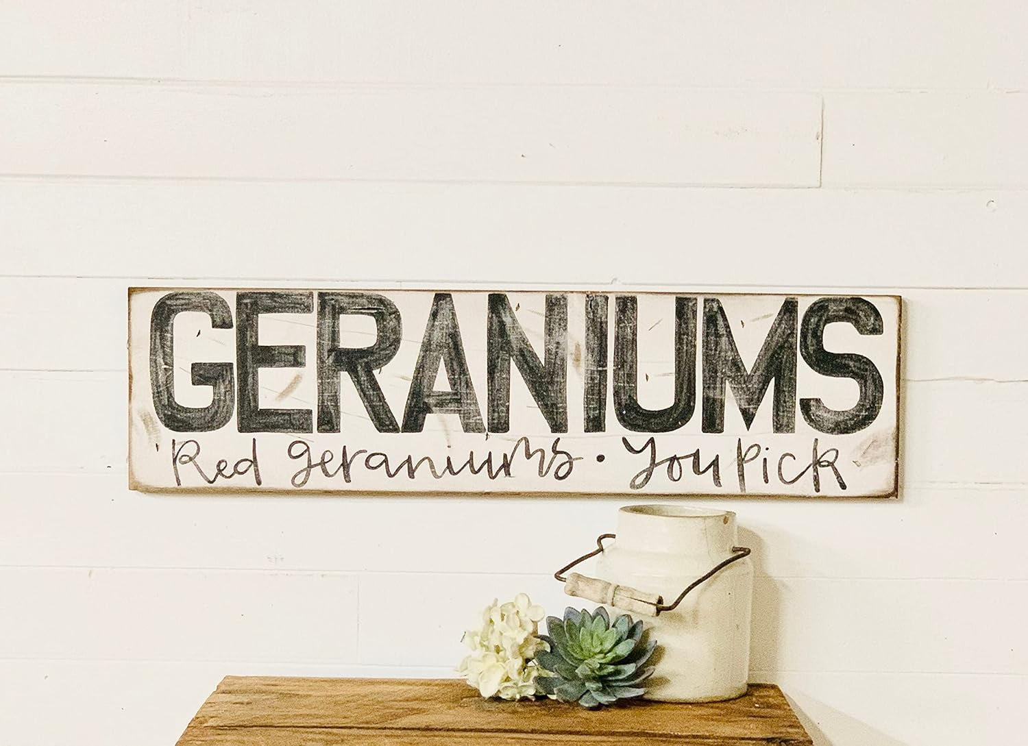 Cskhip Rustic Personalized Geraniums Sign for Home Decor Country ...