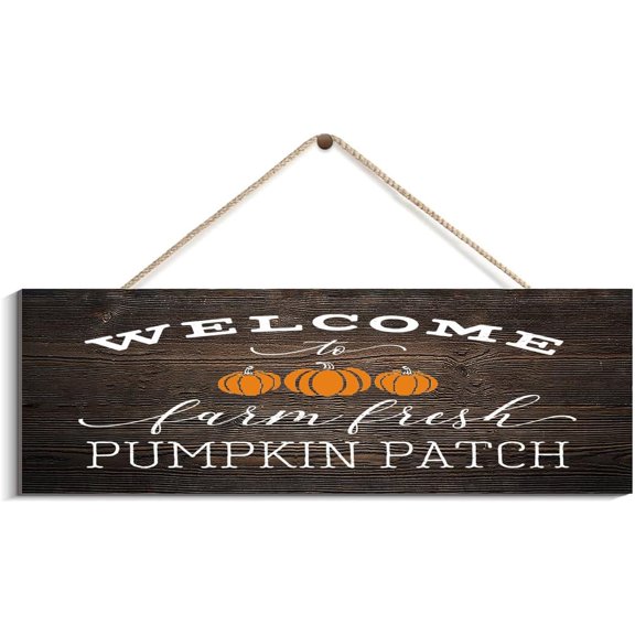 Cskhip Rustic Wood Decor Sign Fall Sign Welcome To Farm Fresh Pumpkin Patch Sign Wooden Signs Wood Plaque Hanging Sign Home Outdoor Decor 4" x 16"