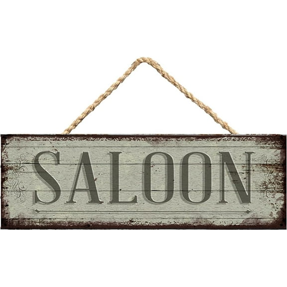 Cskhip Saloon- Rustic Wood Street Sign Farmhouse Wall Hanging Wood Plaque Sign Rustic Wall Front Door Home Decorations 4" x 16"