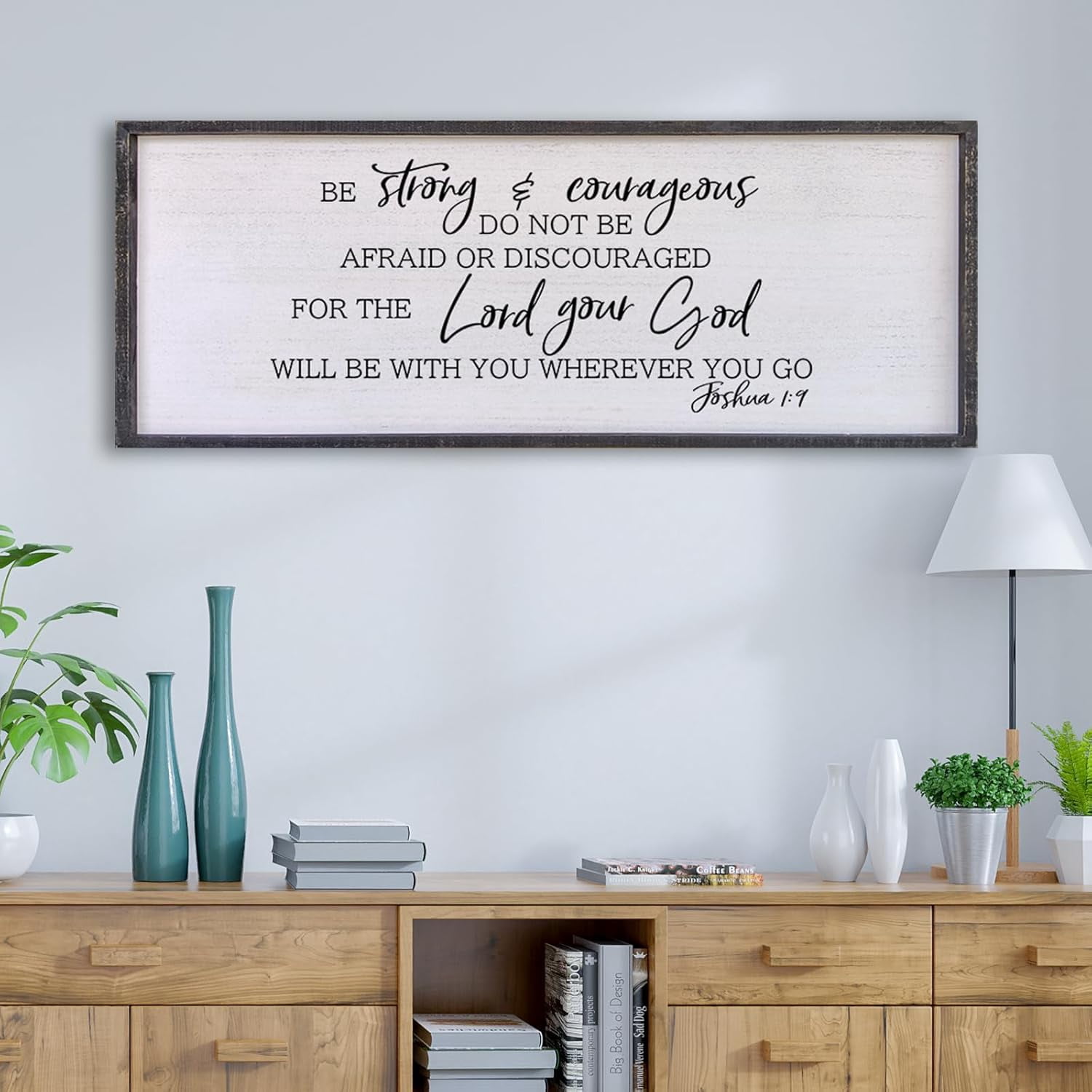 Cskhip Be Strong And Courageous Rustic Wood Signs Pantry Street Signs ...