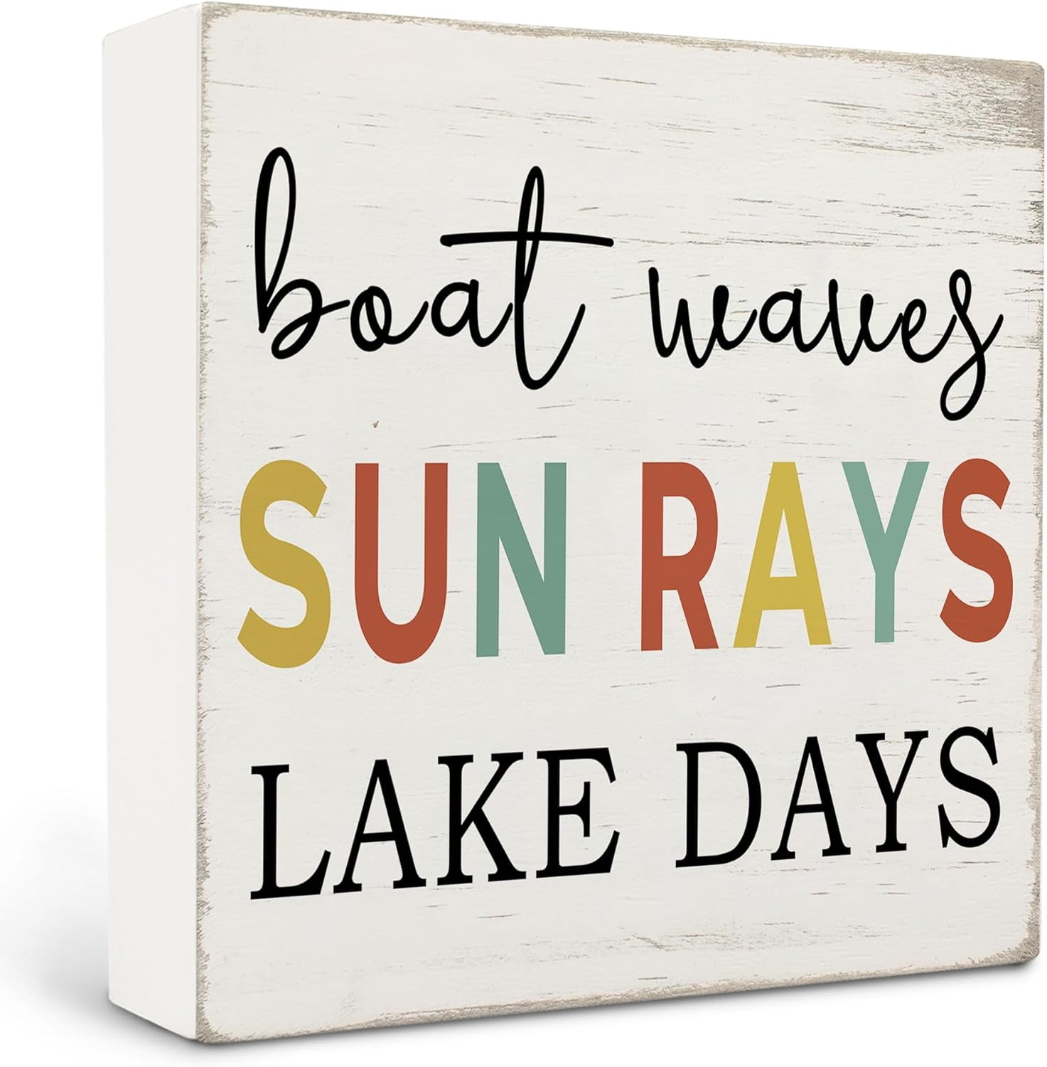 Cskhip Summer Boat Waves Sun Rays Lake Days Wood Box Sign, lake house ...
