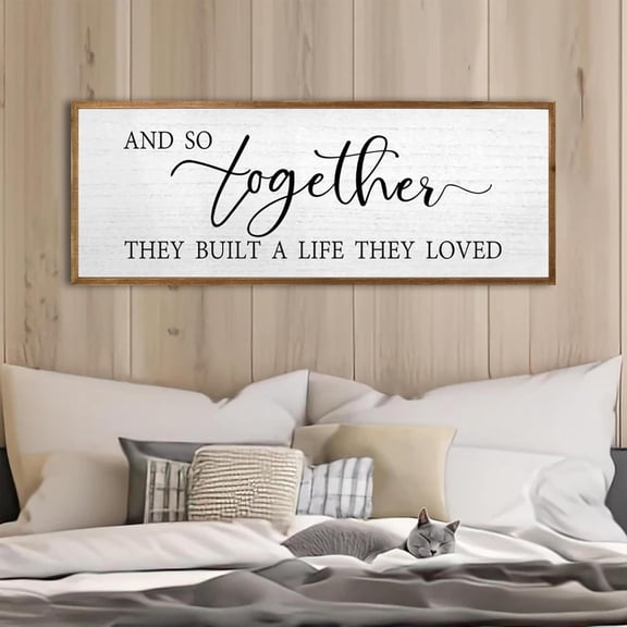 Cskhip And So Together They Built A Life They Loved Rustic Wood Signs Pantry Street Signs Vintage Wood Plaque Farmhouse Wall Art Wall Decor for Home Man Cave Door Porch Garden Party 4" x 16"