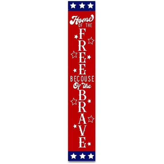 Cskhip Vintage Funny Decor Home Welcome Vertical Signs Hanging Wooden Patriotic Independence Day Yard Garden Porch Stars Sign Wall Decor For 4th Of July Flag Decorat Wood Sign 6" x 16"