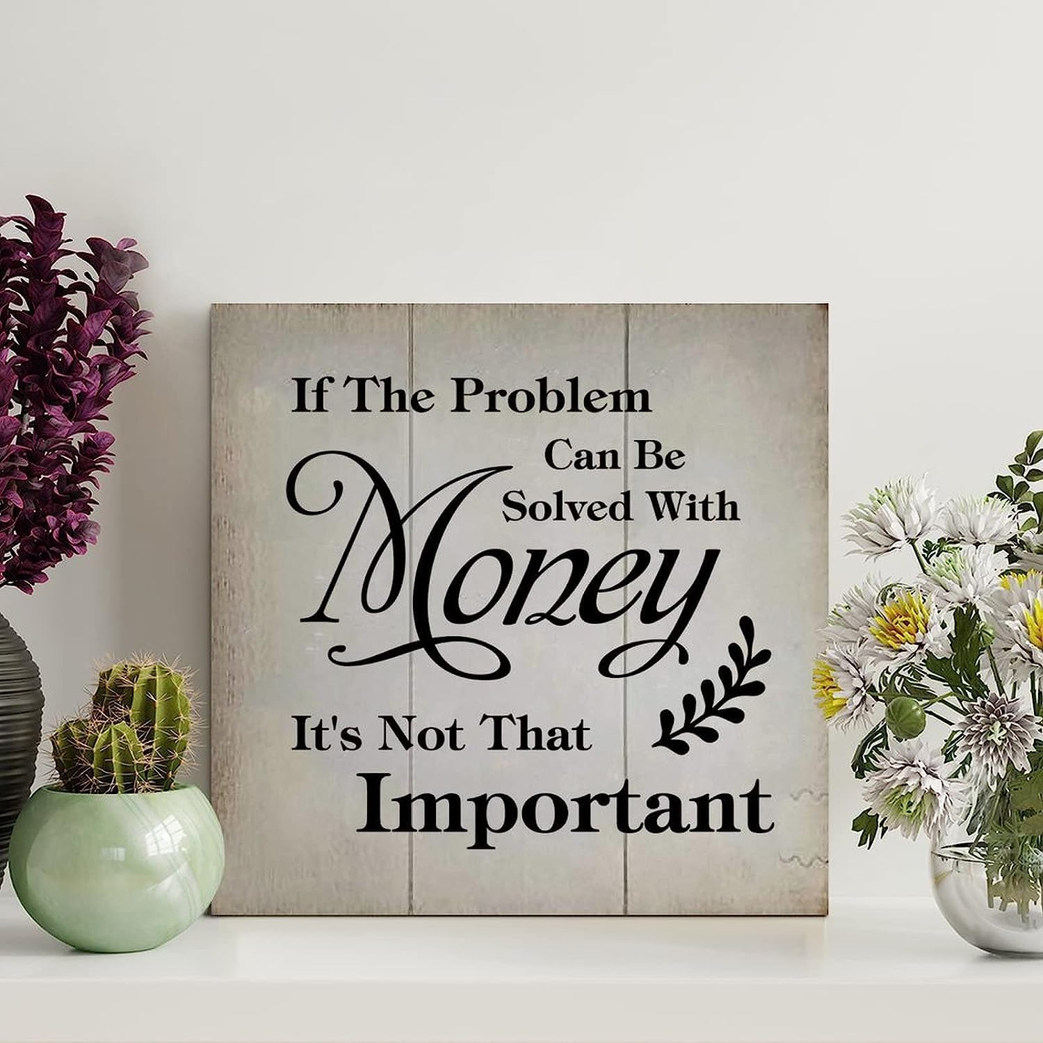 Cskhip Vintage Funny Wooden Pallet Sign if The Problem Can Be Solved ...