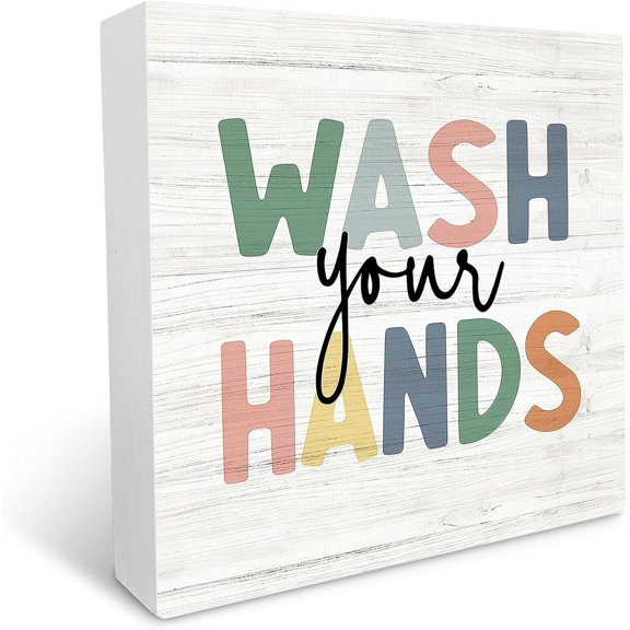 Cskhip Wash Signs & Plaques Wood Box Sign Desk Decor Home Office Cubicle Shelf Decorationes 5x5 inch