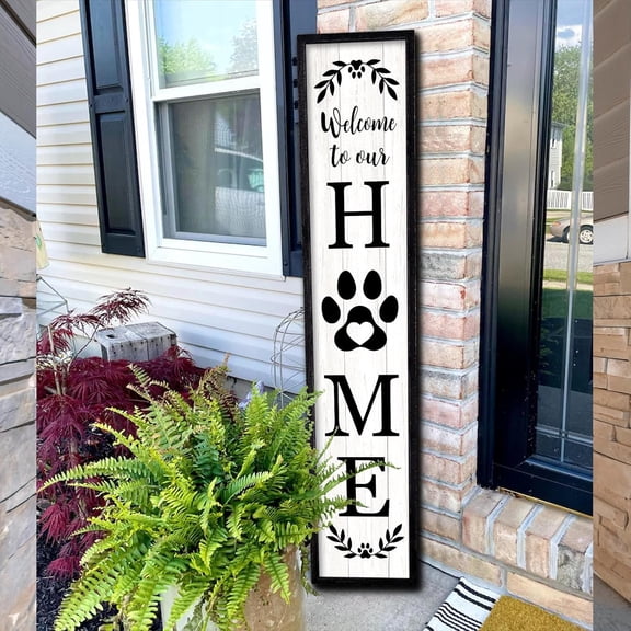 Cskhip Welcome To Our Home Rustic Wood Signs Pantry Street Signs Vintage Wood Plaque Farmhouse Wall Art Wall Decor for Home Man Cave Door Porch Garden Party 4" x 16"
